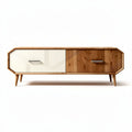 Houten tv-meubel met geïntegreerde ladekasten in naturel en wit 120 x 40 x 50cm