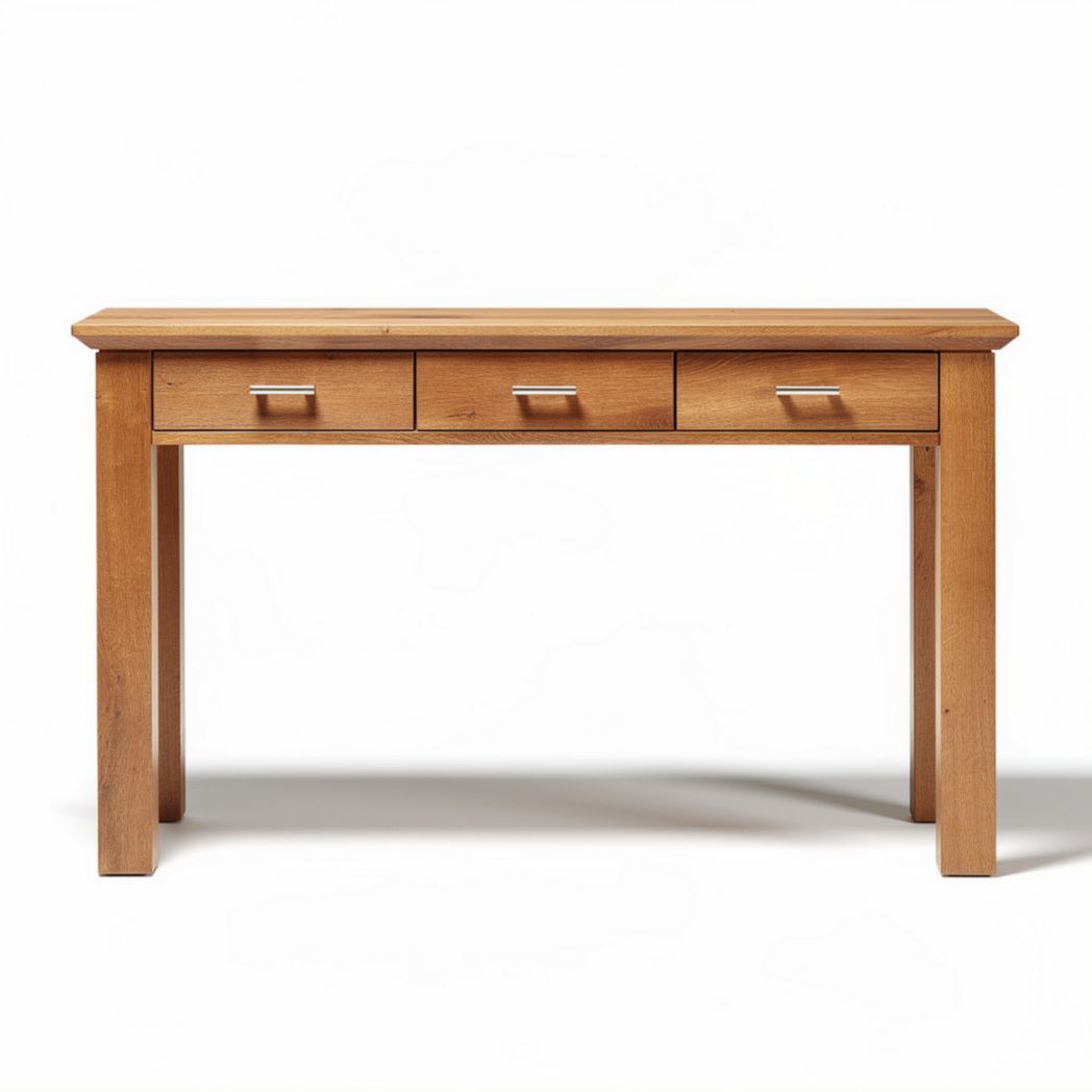 houten tafel met drie lades afmetingen 120 x 60 x 75cm naturel kleur