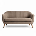 Tweed banken met afgeronde rugleuning en houten poten 190 x 80 x 82cm