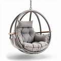 Hangstoel met grijze kussens en metalen frame 90 x 90 x 120 cm