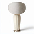 Tafellamp met stoffen kap van 25 x 25 x 50cm in wit en grijs