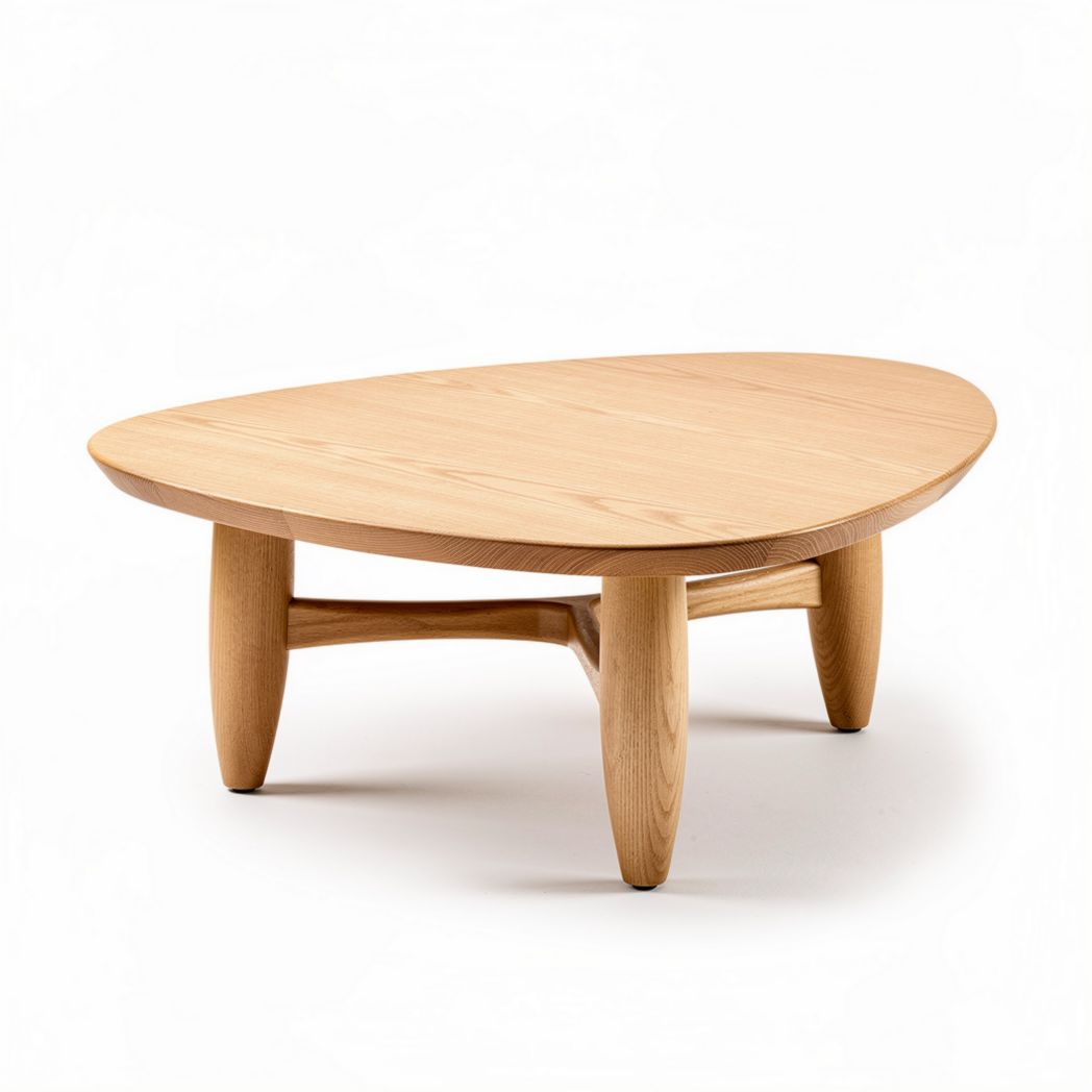 Eiken houten salontafel in organische vorm 75 x 75 x 30cm natuurkleur