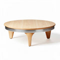 Houten salontafel met stalen rand en natuurlijk afwerkingsdesign 110 x 110 x 30cm