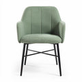 Stoel met zwart metalen frame en groene stof bekleding 55 x 55 x 80cm